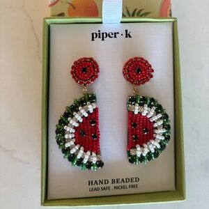 Piper K Gorgeous Hand Beaded Watermelon Earrings
